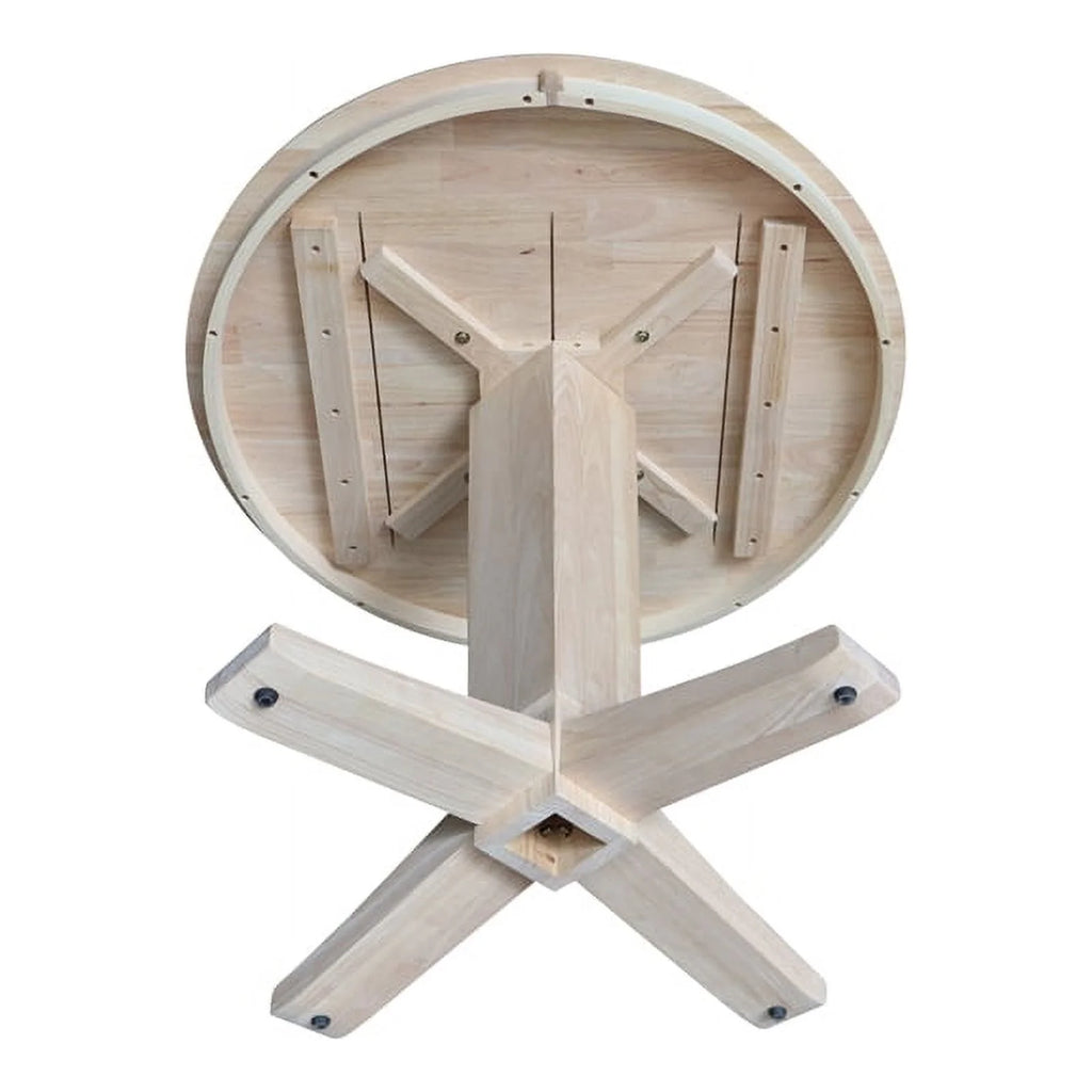 Unfinished Solid Wood Pedestal Dining Table with 2 Chairs H59718