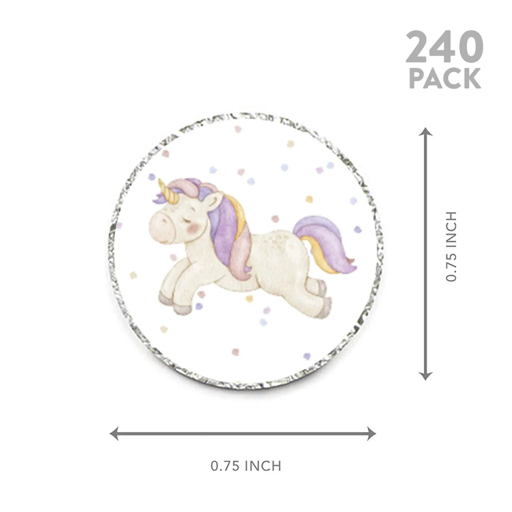 240-Pk Unicorn Chocolate Drop Label Stickers X523852