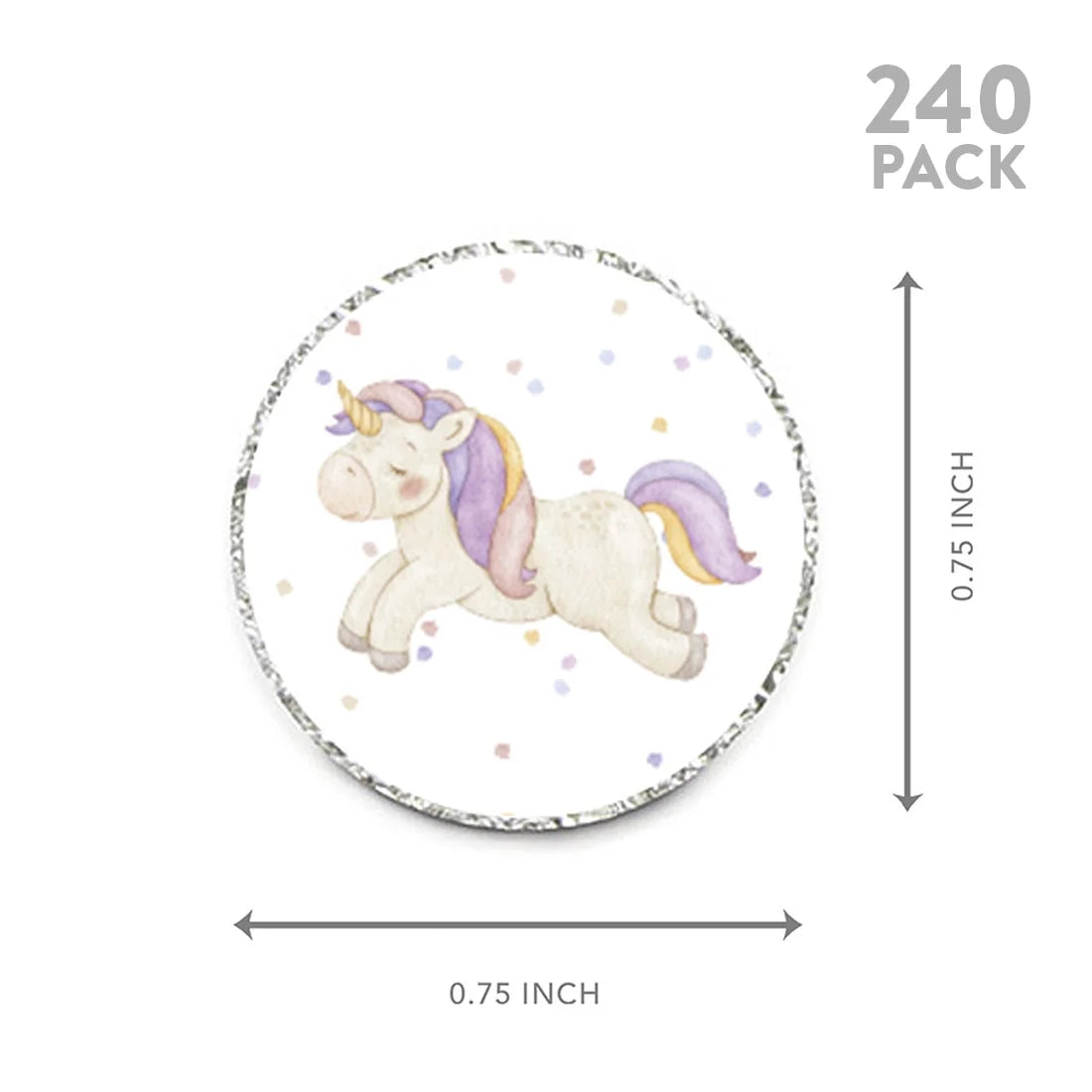 240-Pk Unicorn Chocolate Drop Label Stickers X523852