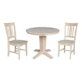Unfinished Solid Wood Pedestal Dining Table with 2 Chairs H59718