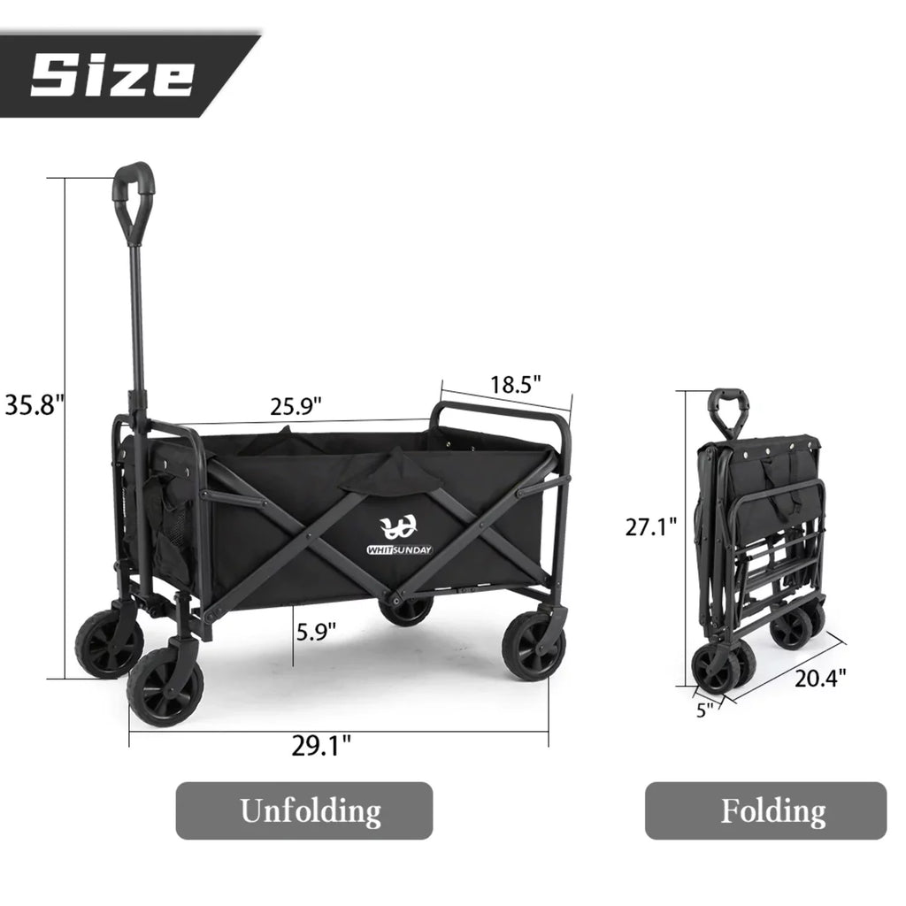 Collapsible Folding Utility Wagon Cart 5" Solid Rubber Wheels C5787