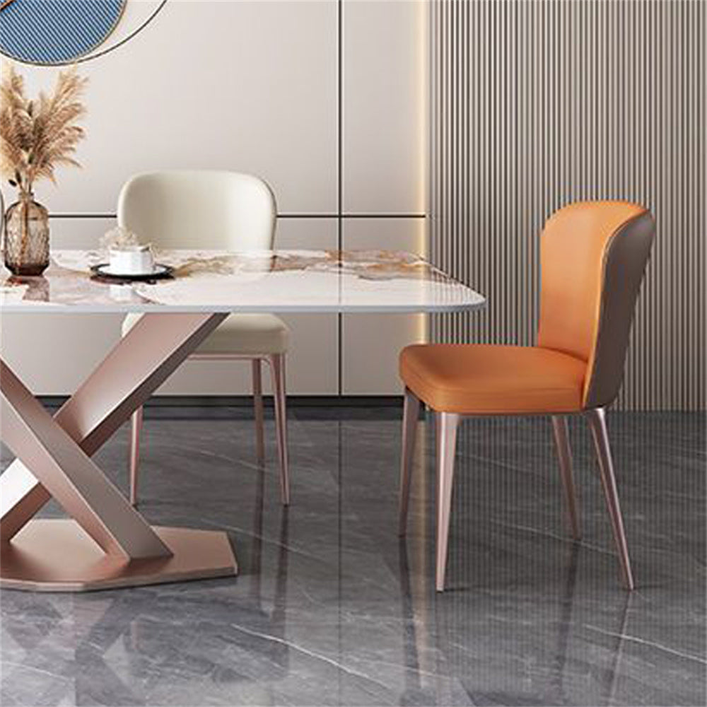 Set of 2 Faux Leather Upholstered Armless Side Chairs with Metal Legs N28857