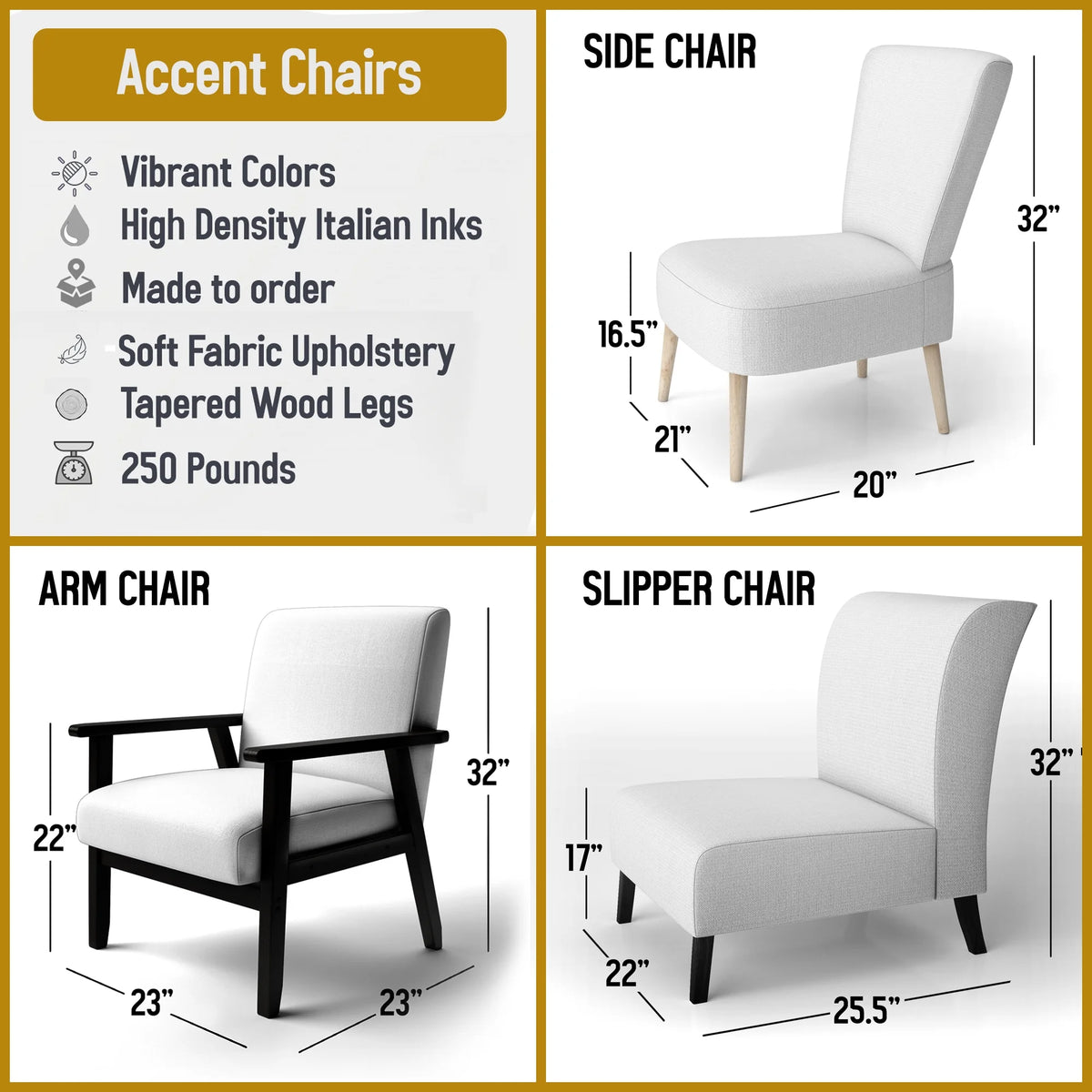 Upholstered Accent Chair and Arm Chair L8450