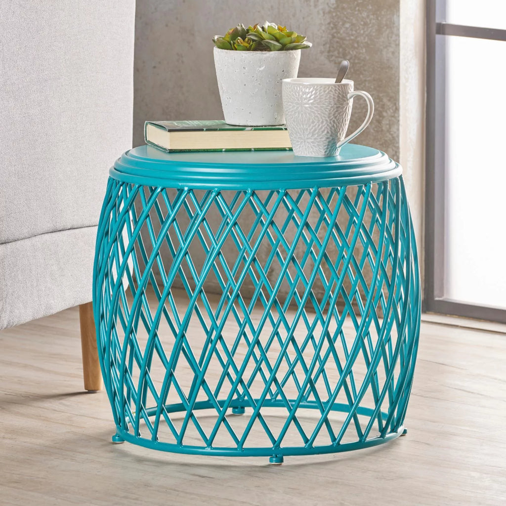 19 Inch Metal Mesh Side Table Y47032