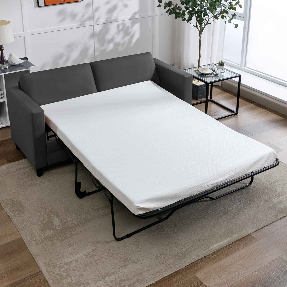 Full Size Dark Grey Leather Sofa Bed H99206