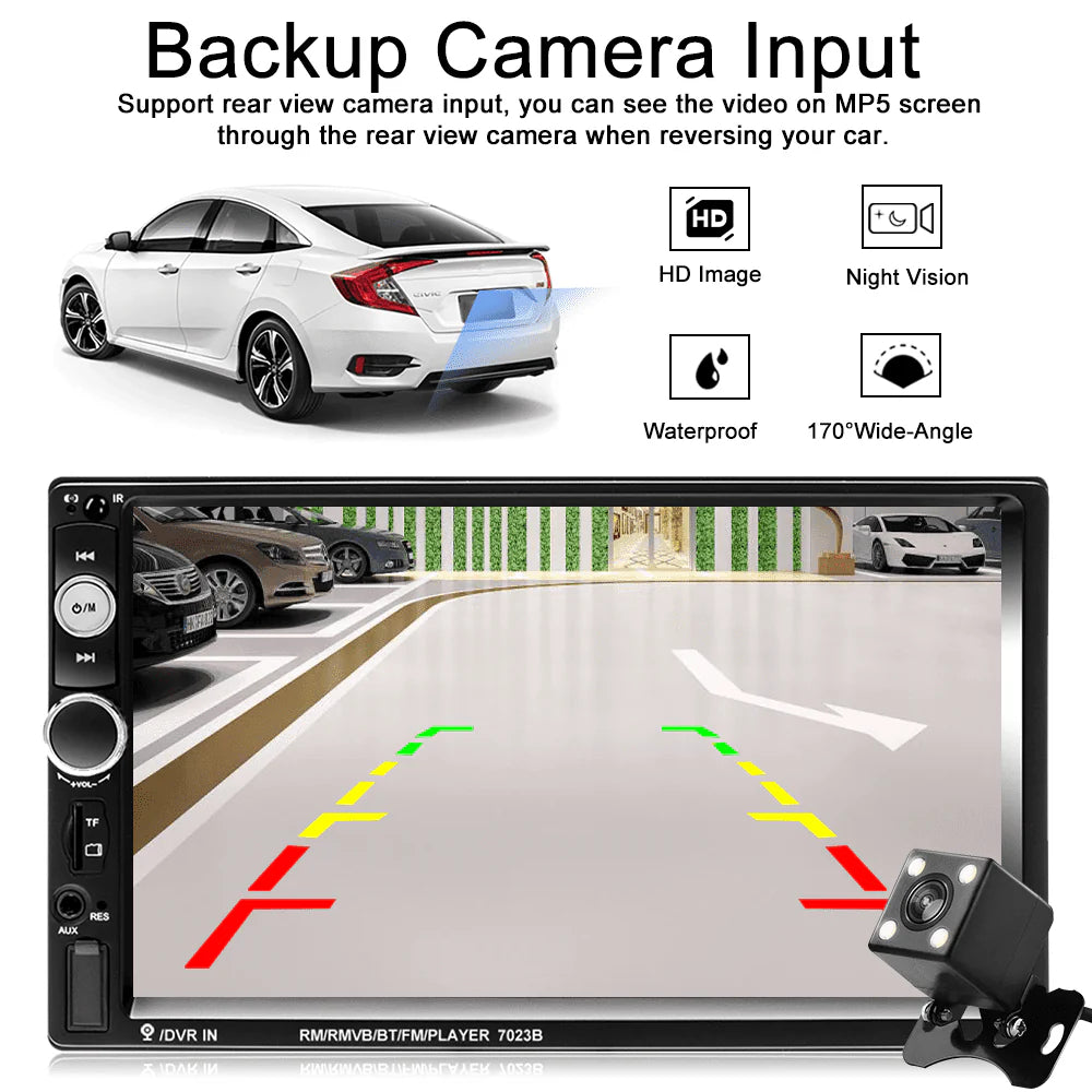 Double Din Car Radio 7 HD Touch Screen Bluetooth Multimedia Player F842