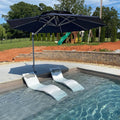 12 Feet Double Top Round Navy Blue Offset Hanging Patio Umbrella R9023
