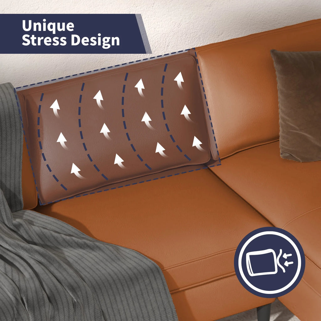 Leather Sectional Sofa with Right Facing Chaise N469