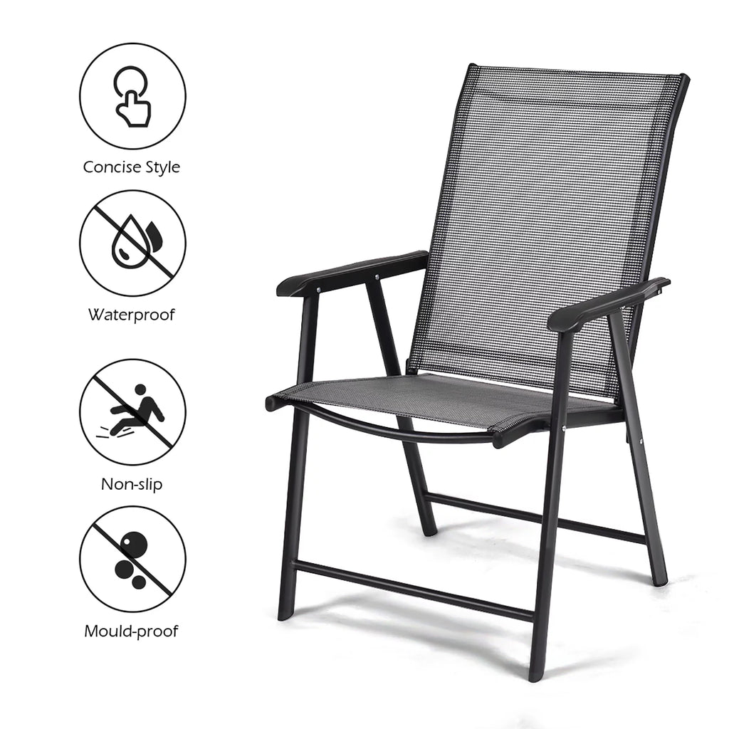Set of 4 Outdoor Folding Chairs with Armrest Z39805