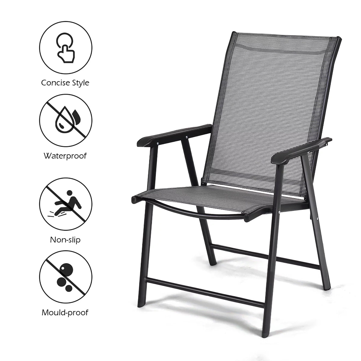 Set of 4 Outdoor Folding Chairs with Armrest Z39805