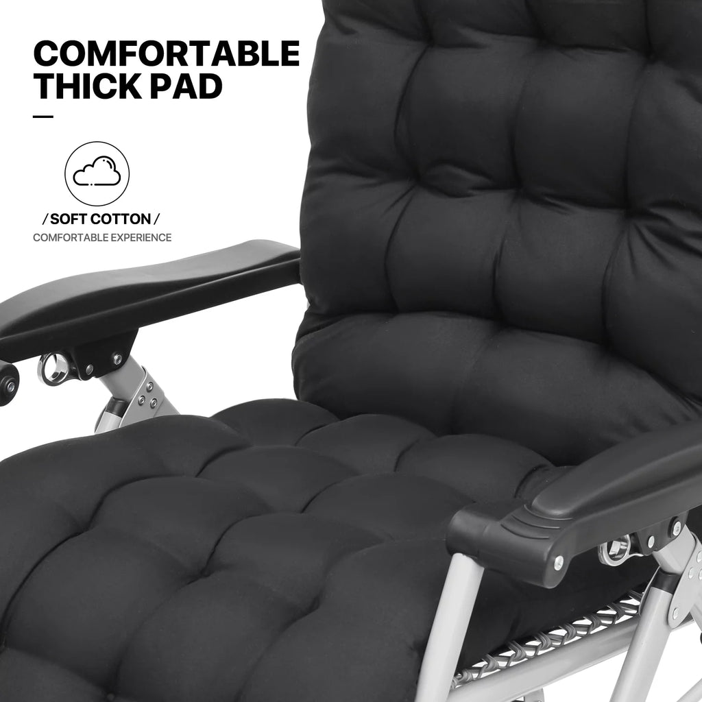 Black Zero Gravity Chair with Cushion and Side Tray S697434