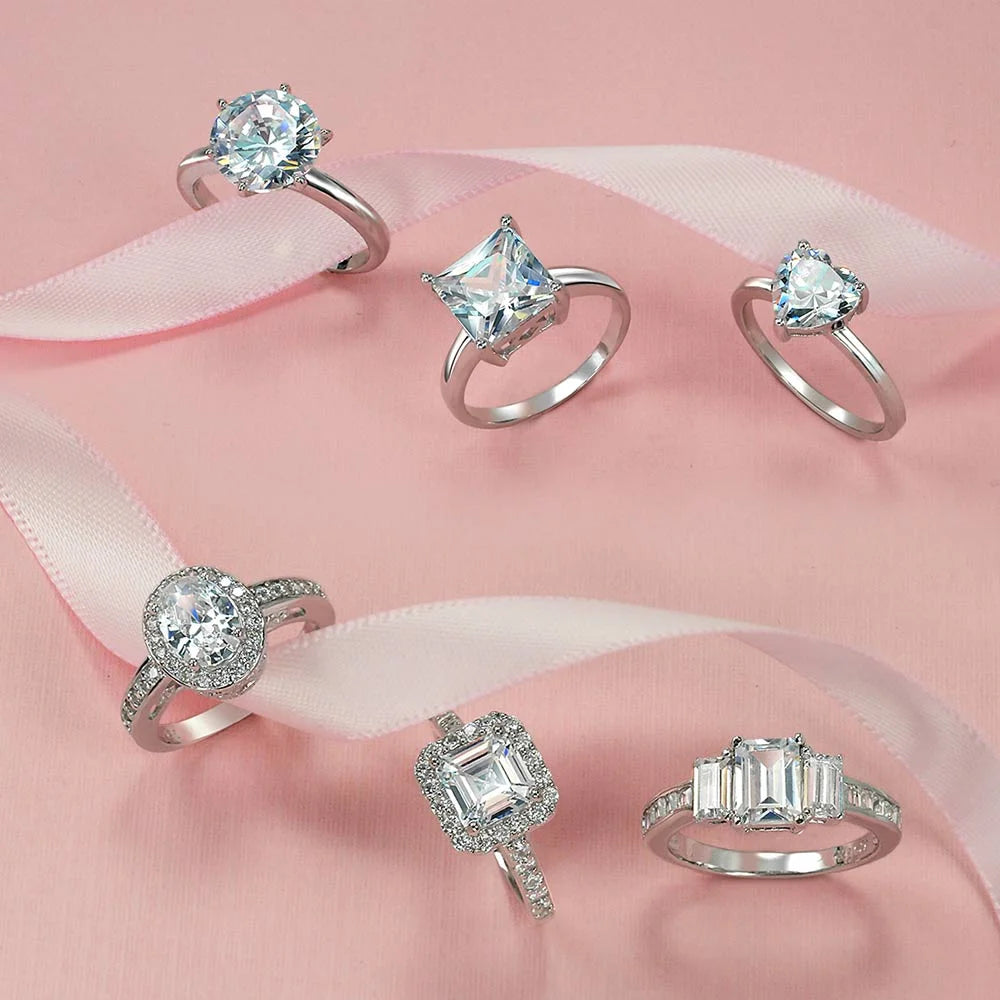 Sterling Silver Heart Engagement Ring Band Ring Z828