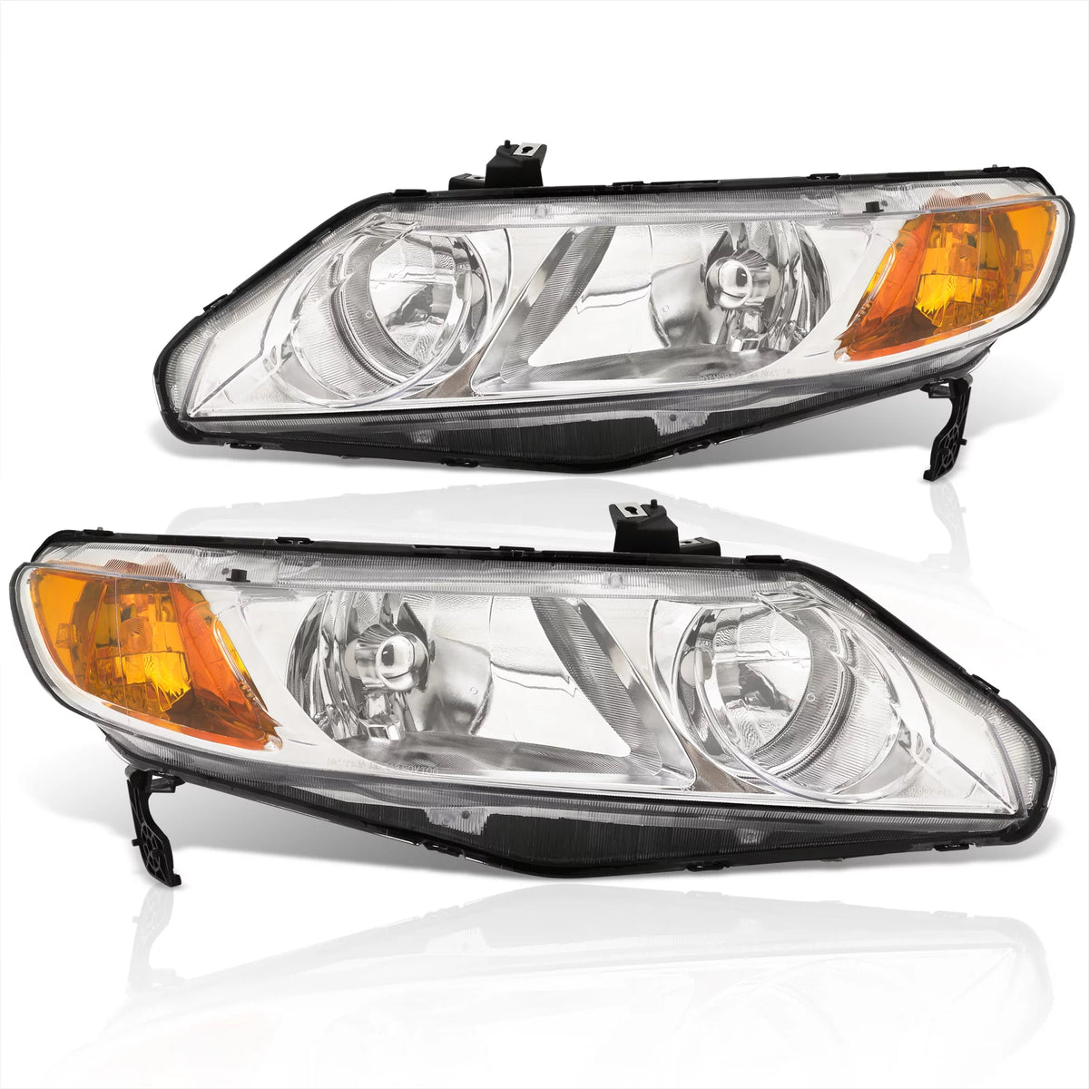 Chrome Housing Clear Lens Signal Headlights Lamps Assembly Pair P605171