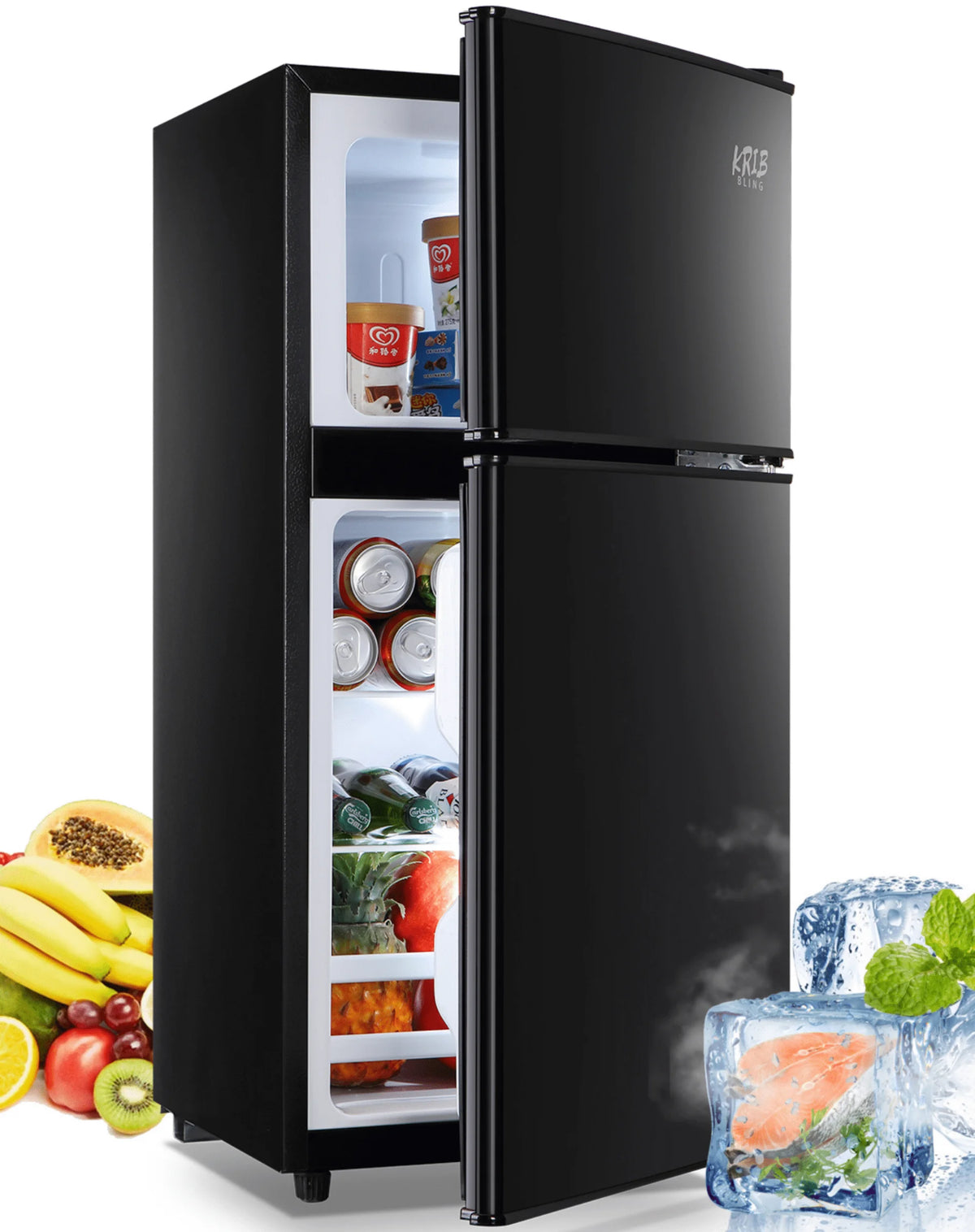 3.5 cu.ft Two Door Compact Refrigerator with Freezer, Red V5454