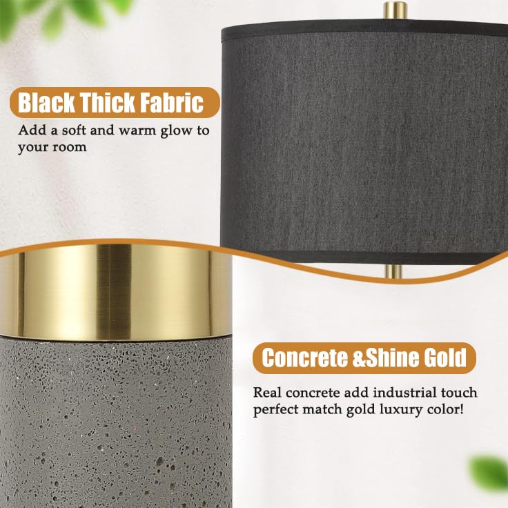 24" Tall Black Gold Set of 2 Concrete Touch Control Table Lamps L969893