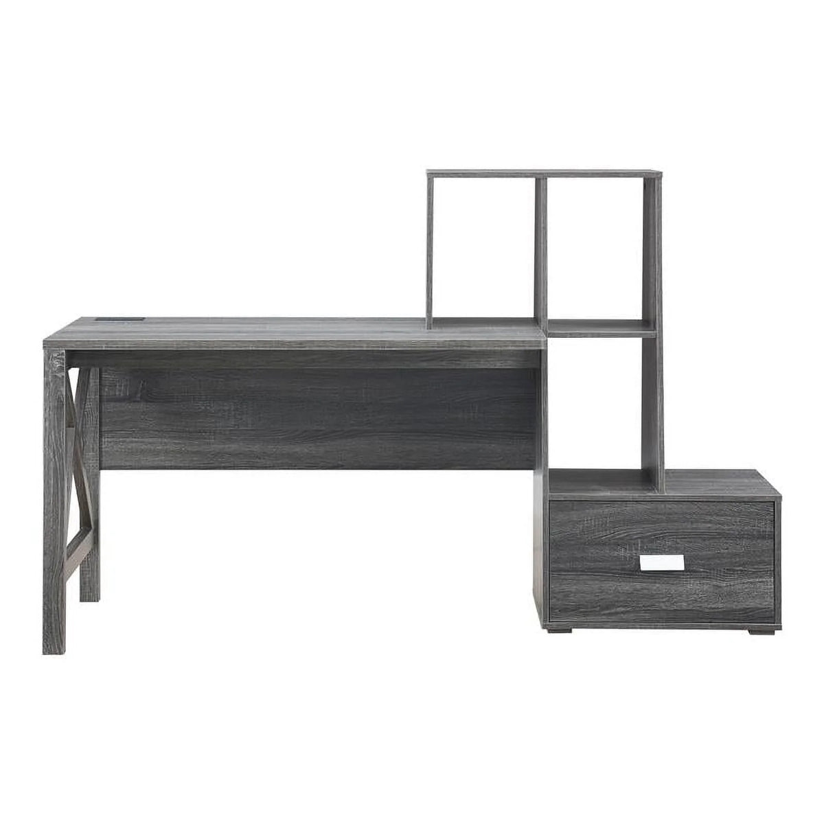 Wood Multi-Storage Desk in Distressed Gray Z588