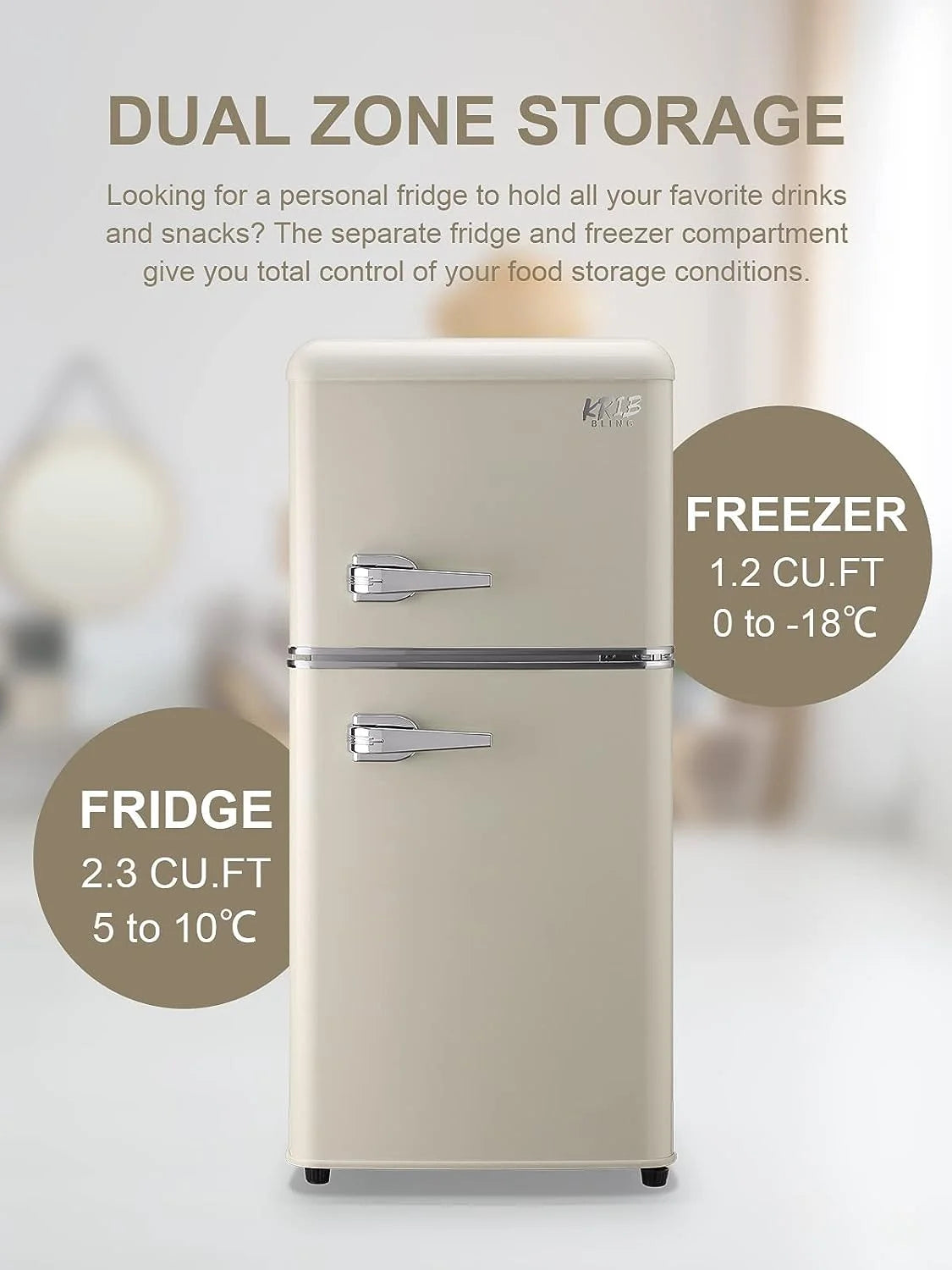 3.5 cu.ft Two Door Compact Refrigerator with Freezer, Red V5454