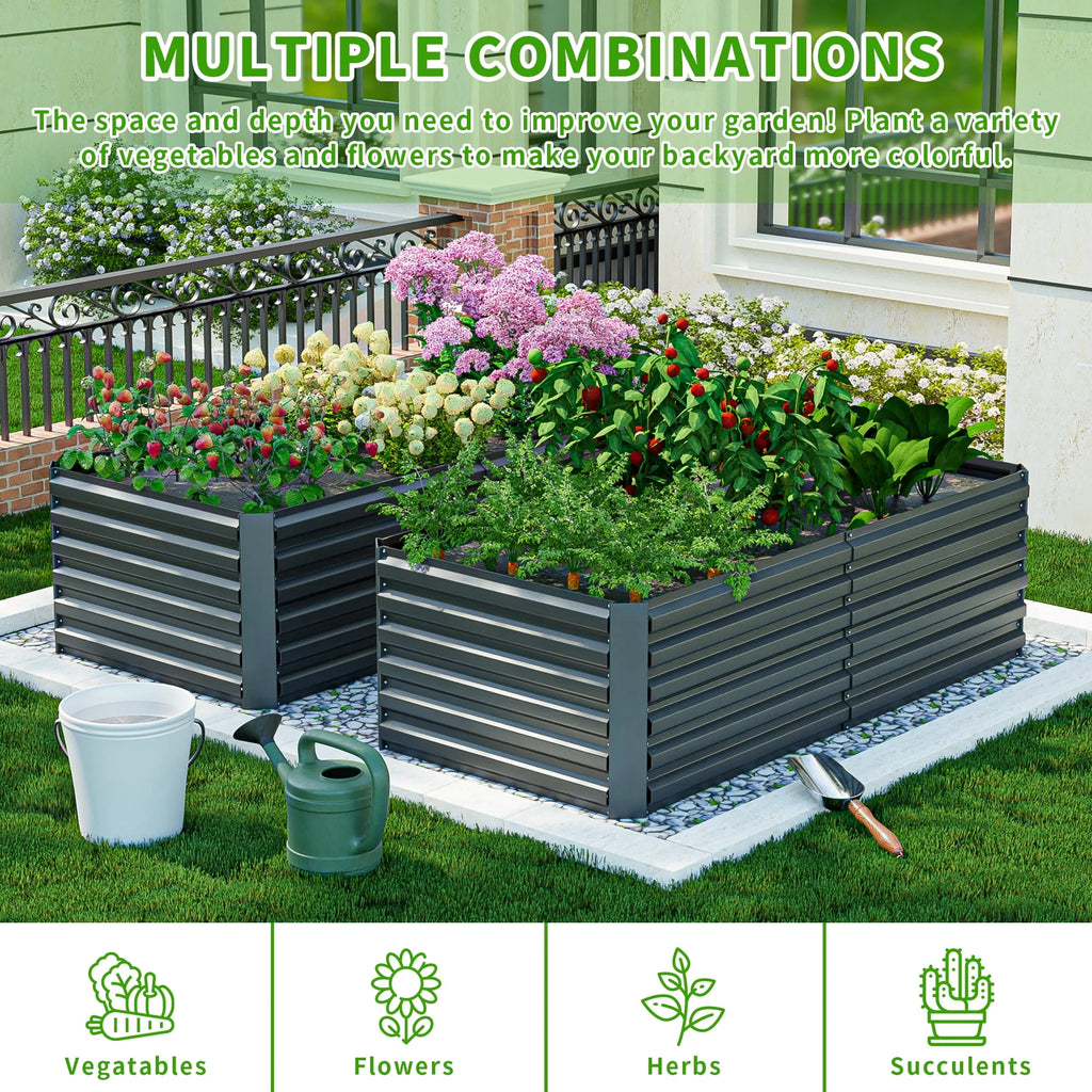 Black Metal Raised Garden Bed E175327