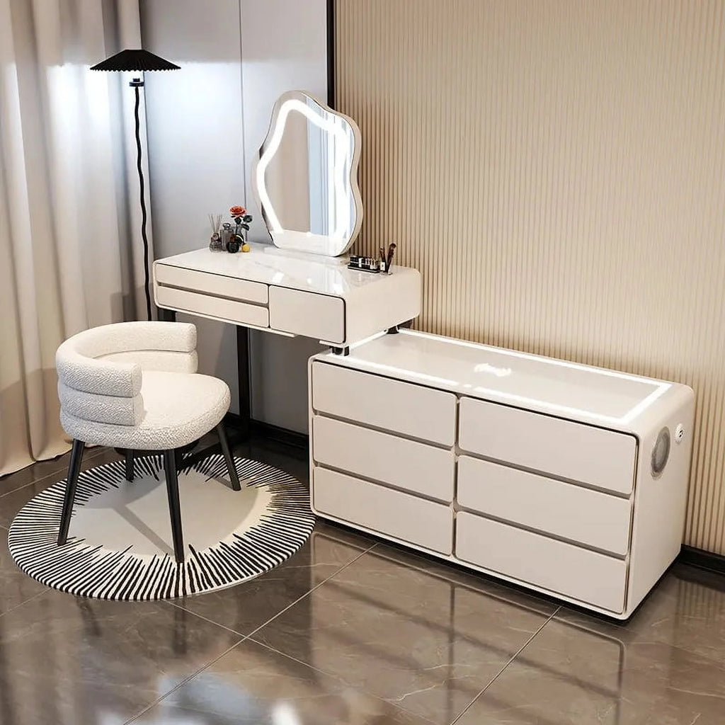Vanity Bedroom Dressing Table Makeup Mirror Wood Storage X42399