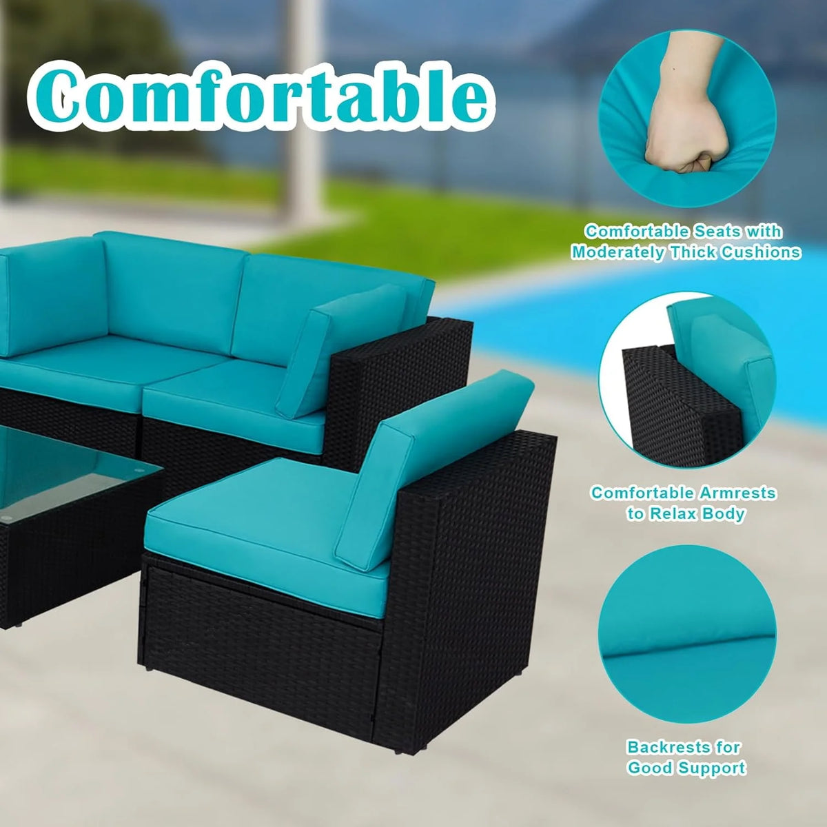 7 Pc Wicker Rattan Patio Furniture Set G72716