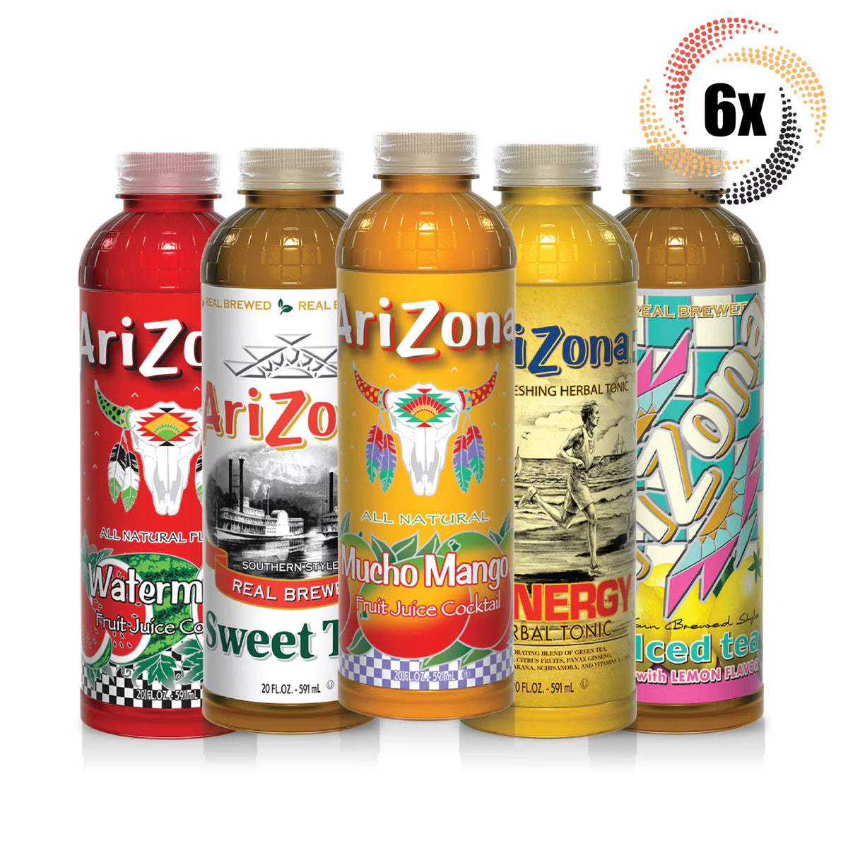 6x Bottles Arizona Variety Pack Flavored Juice 20oz S7624