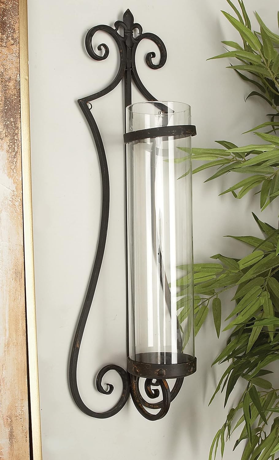 Metal Glass Candle Sconce, 7 by 27-Inch J973901