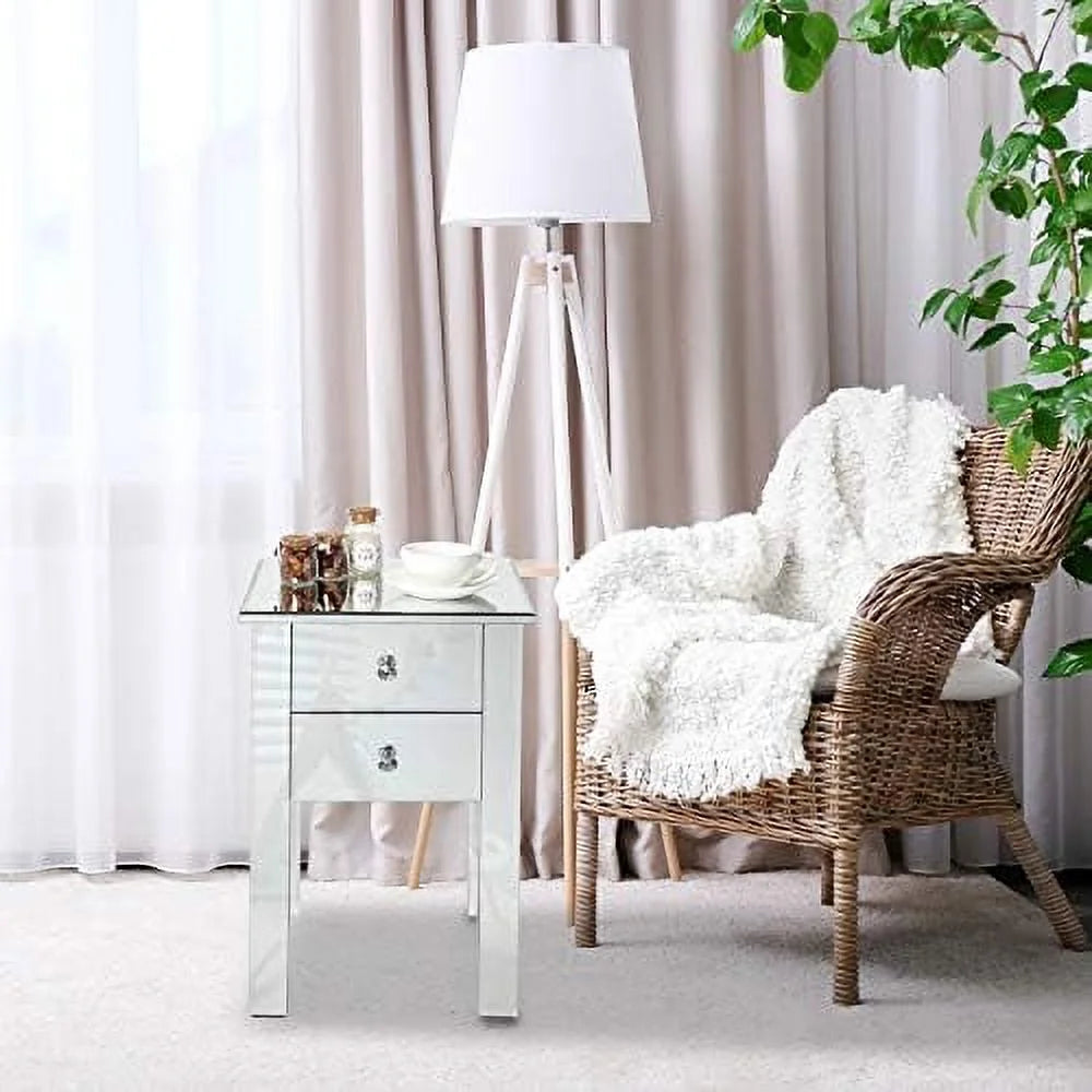 Mirrored Night Stand with Two-Drawer I53431
