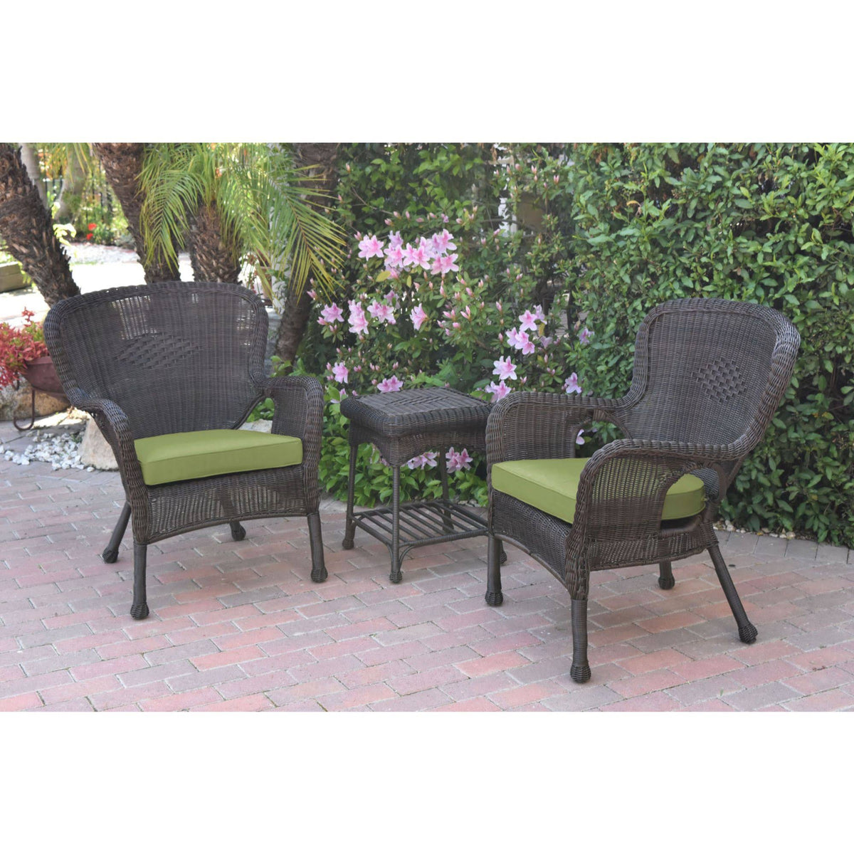 Green Resin Wicker 3 Piece Patio Conversation Set C253
