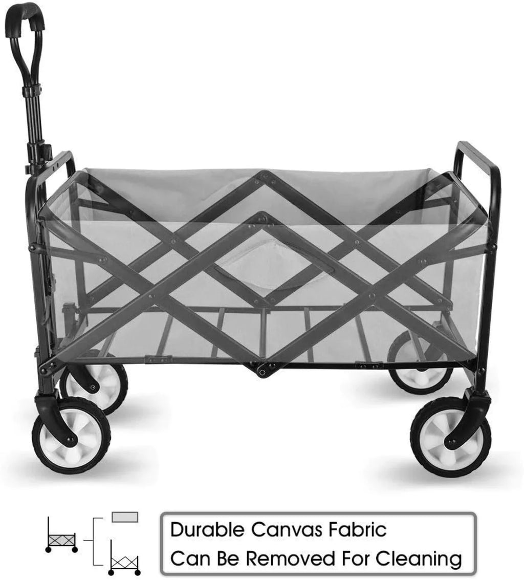 Collapsible Folding Utility Wagon Cart 5" Solid Rubber Wheels C5787