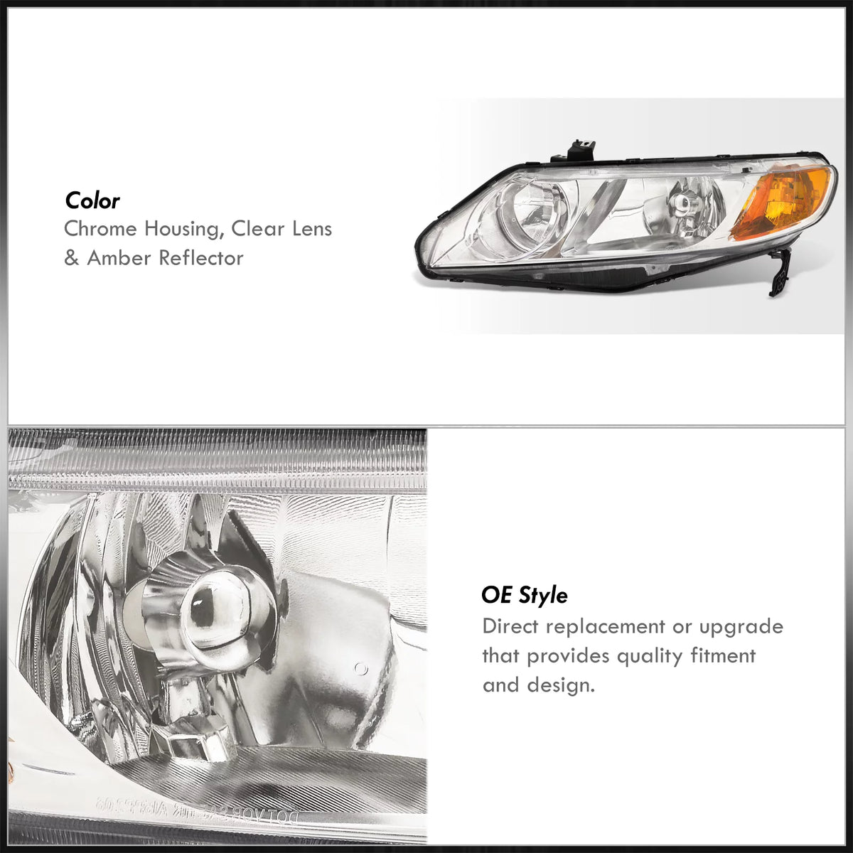 Chrome Housing Clear Lens Signal Headlights Lamps Assembly Pair P605171