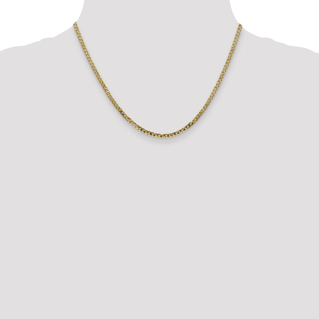 14k Yellow Gold Flat Beveled Curb Chain Necklace E6463