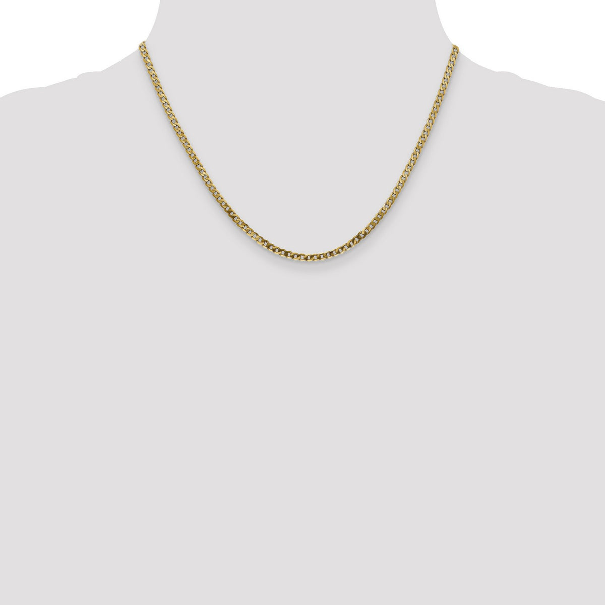 14k Yellow Gold Flat Beveled Curb Chain Necklace E6463