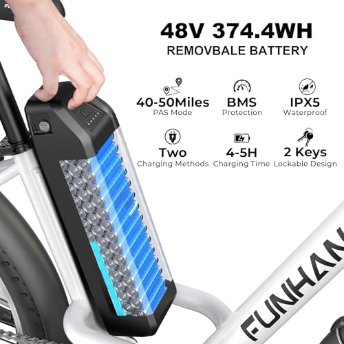 26" 1000W Electric Bike with 48V Removable Battery, 7-Speed W782