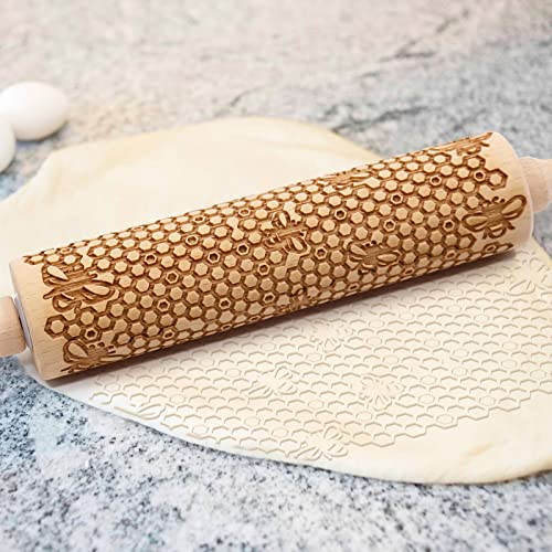 Wooden Embossed Rolling Pin G9497