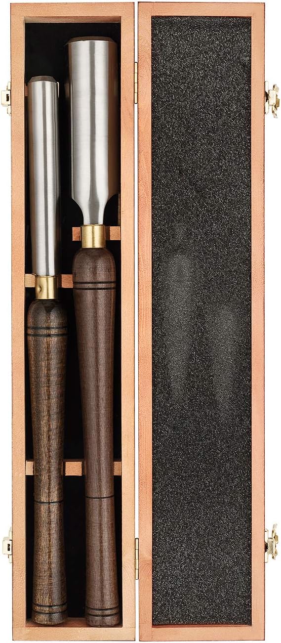 2-Pieces HSS Roughing Gouge Lathe Chisel Set with Walnut Handle Q133453