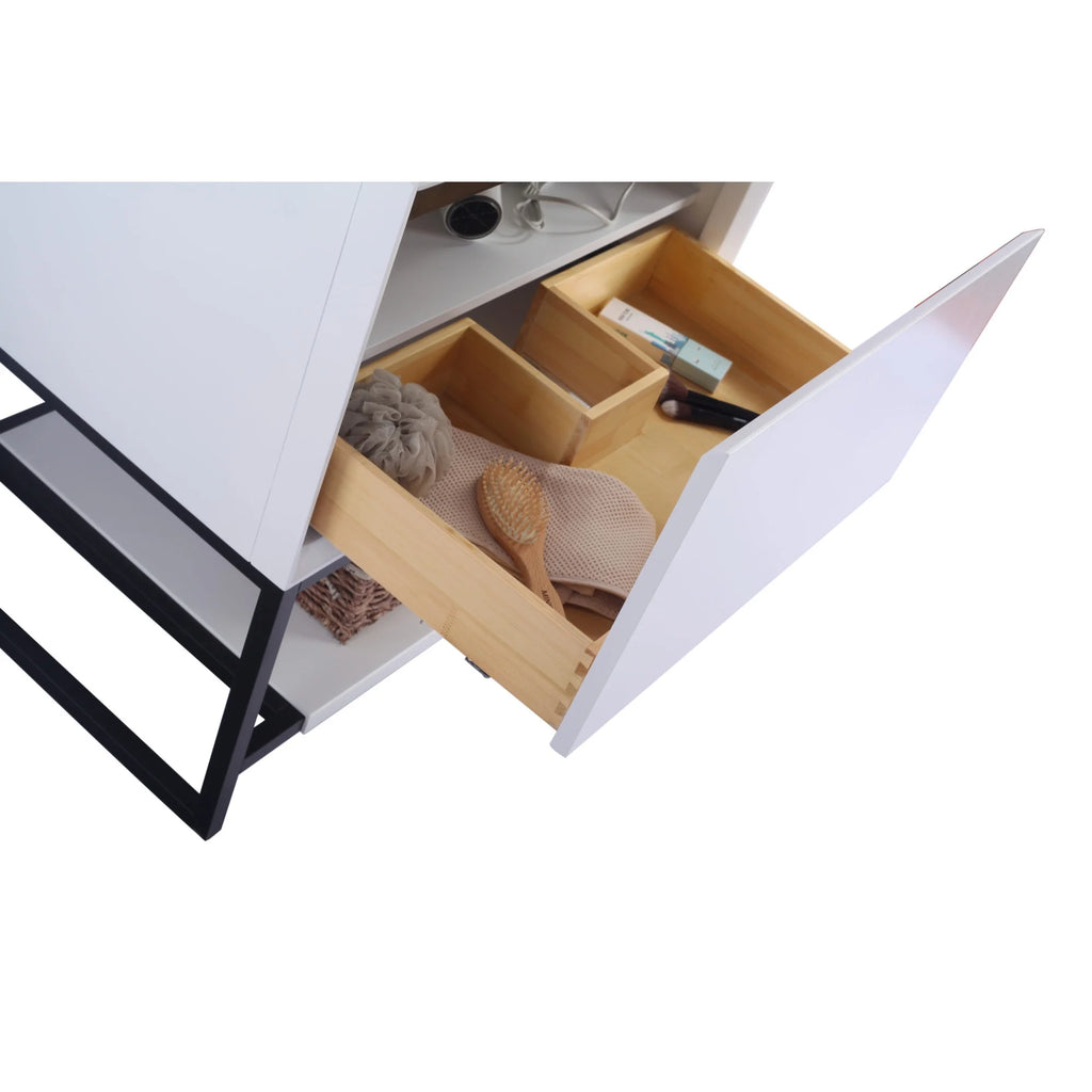 30" Oak Wood and Stainless Steel Cabinet in White E711