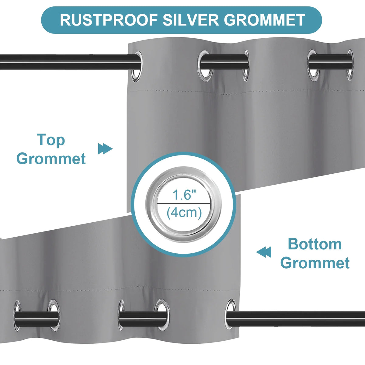 Waterproof 52 x 84 Inch Blackout Outdoor Curtain 1 Panel Gray F519