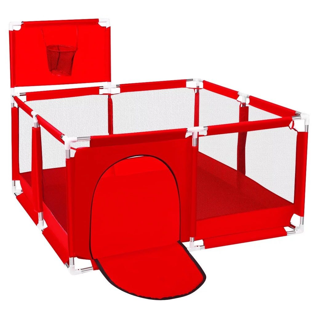 Portable 4-Panel Baby Playpen with Basketball Hoop V7248