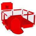 Portable 4-Panel Baby Playpen with Basketball Hoop V7248