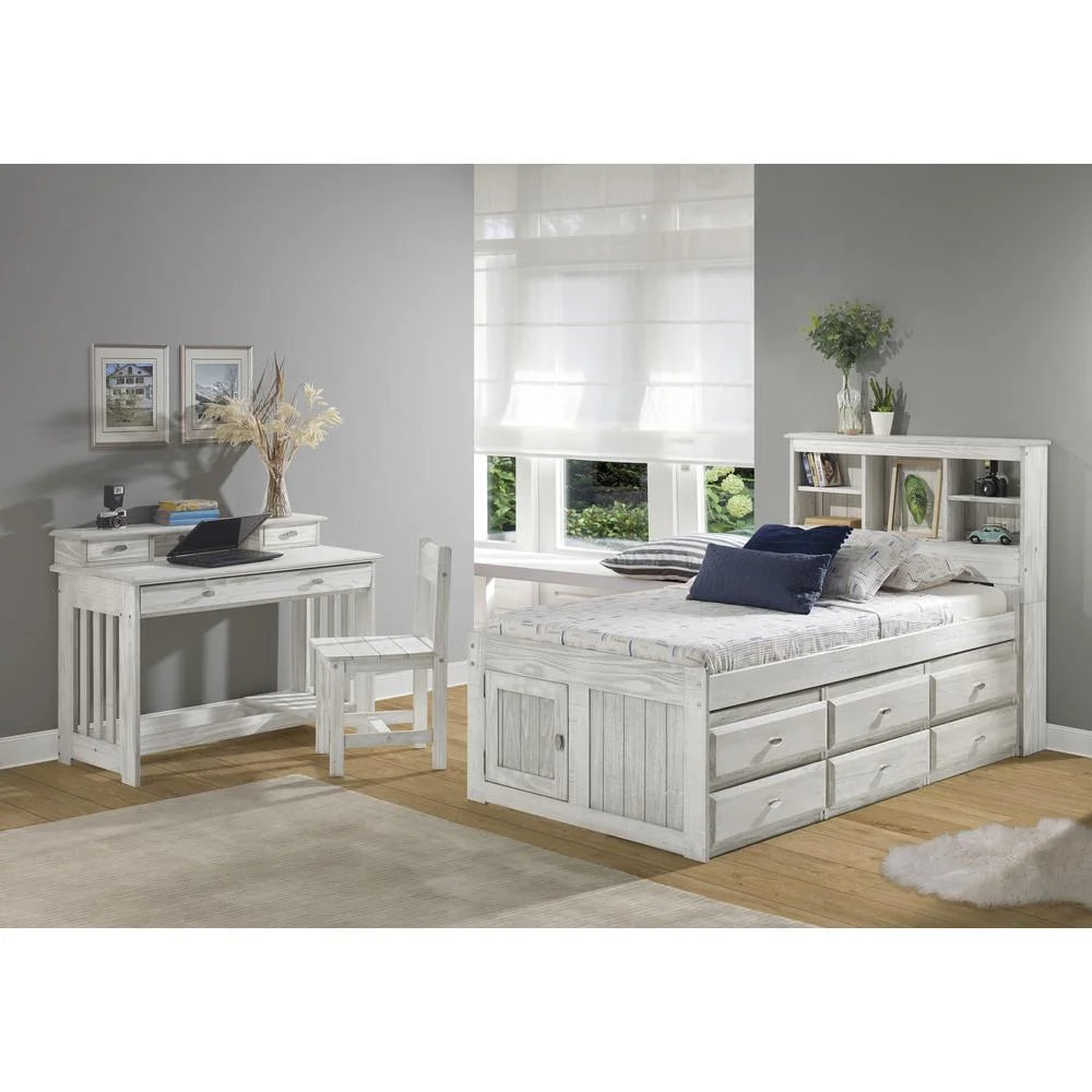 Solid Pine Twin Captains Bookcase Bed with 12 Drawers Y774970
