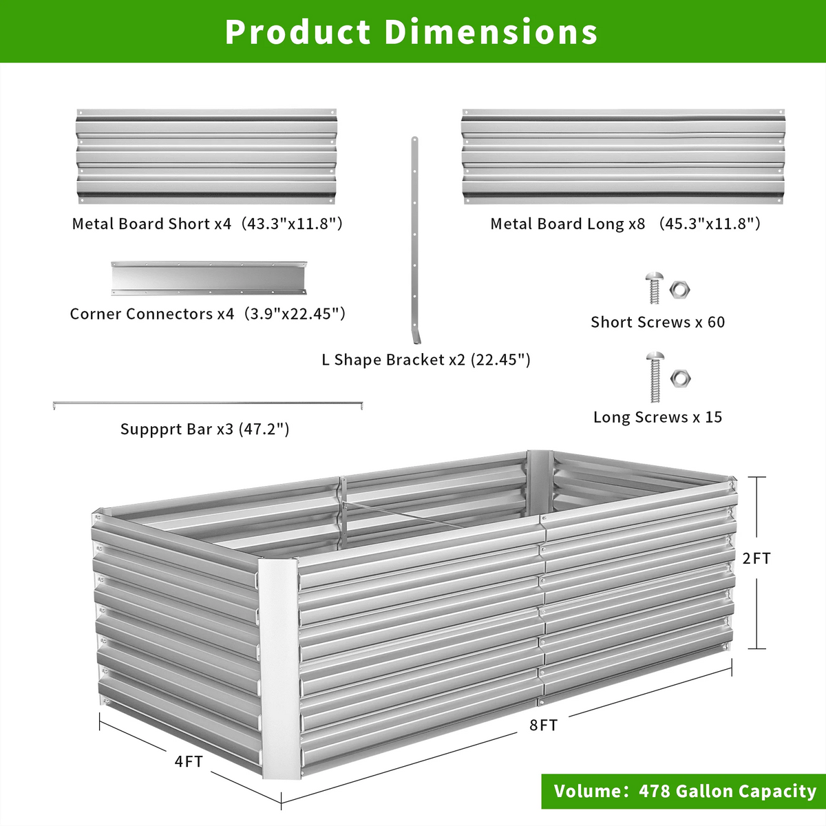 Black Metal Raised Garden Bed E175327