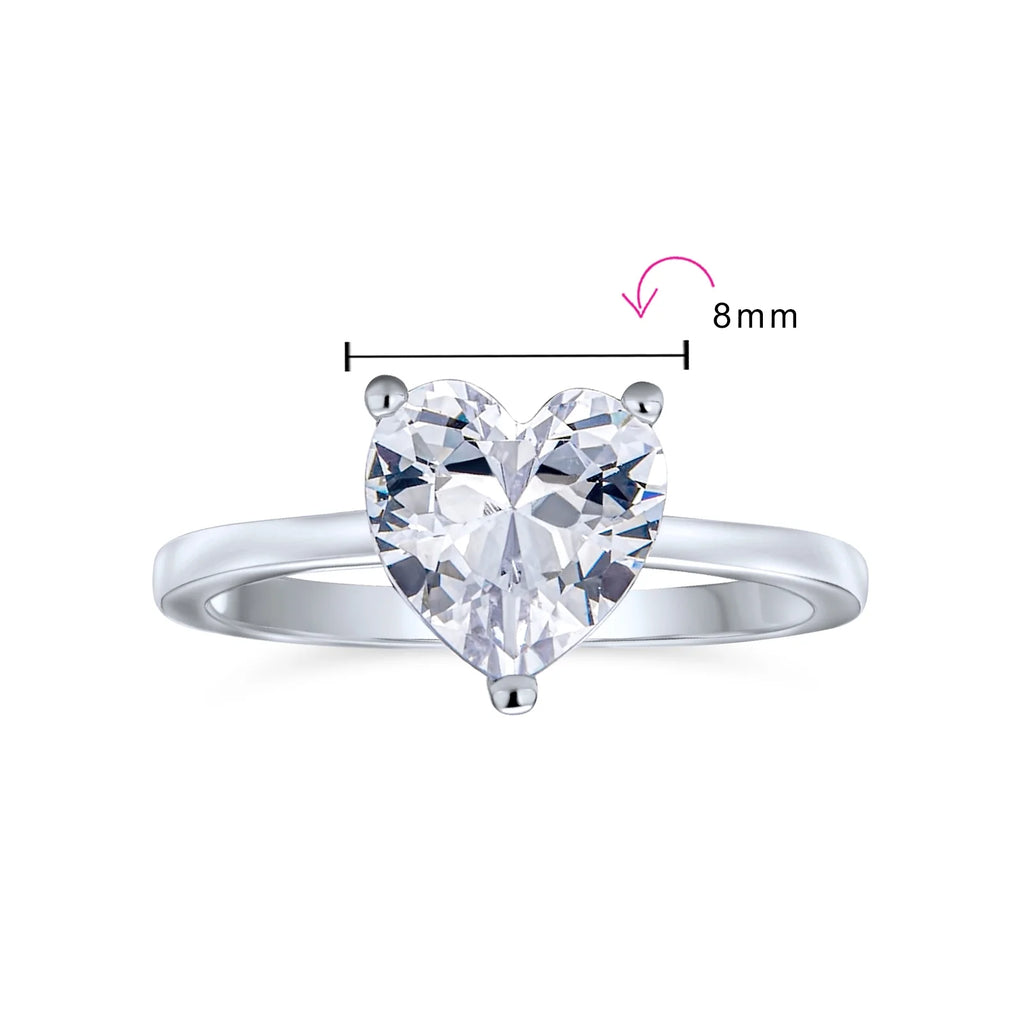 Sterling Silver Heart Engagement Ring Band Ring Z828