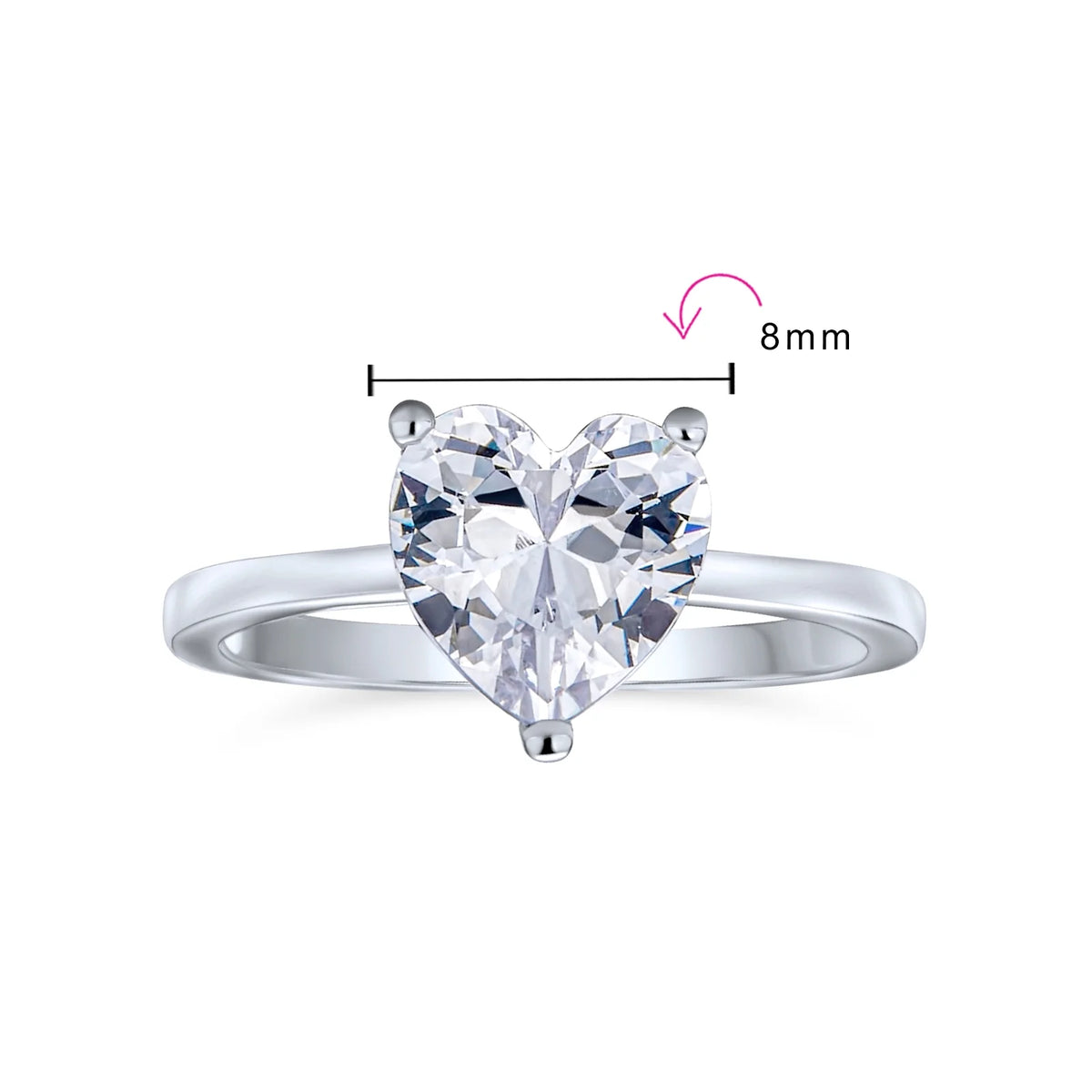 Sterling Silver Heart Engagement Ring Band Ring Z828