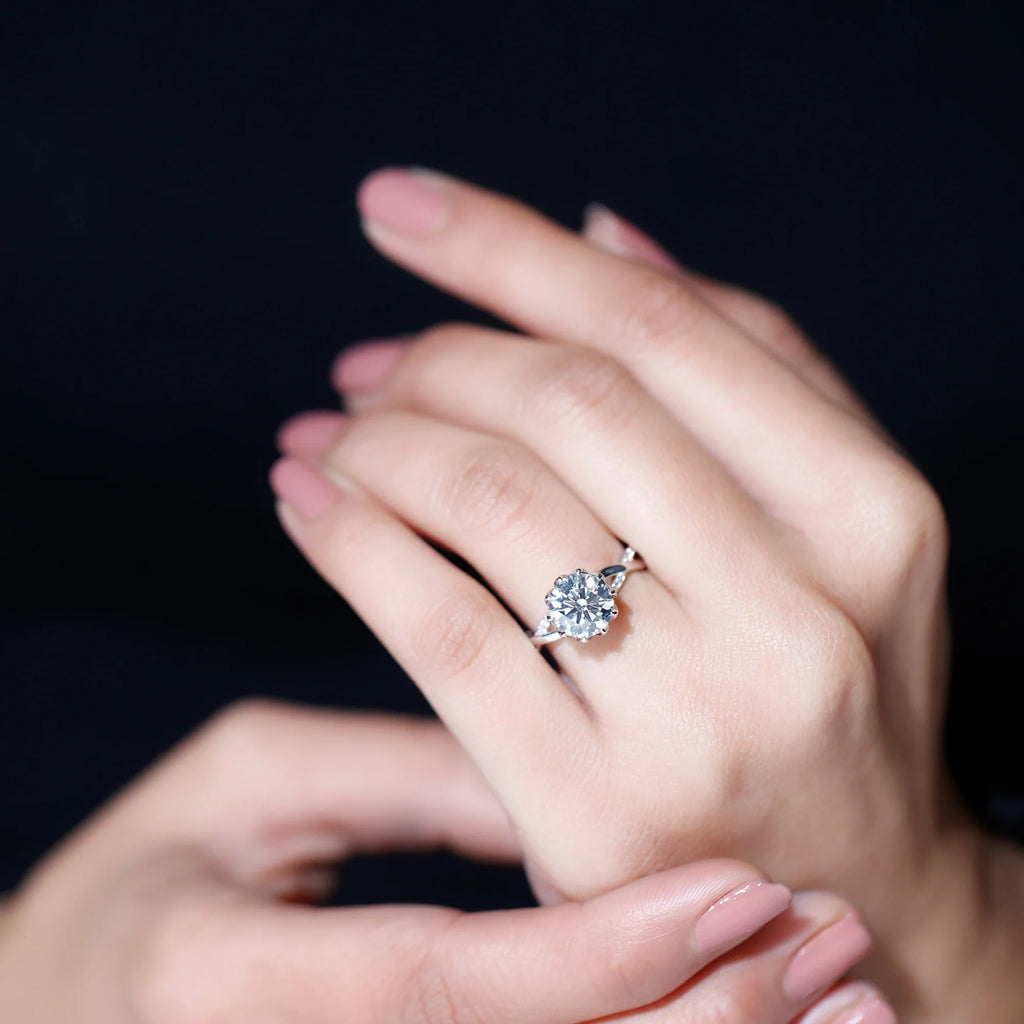 2.50 CT Moissanite Solitaire Engagement Ring with Braided Shank, 925 Sterling Silver T21580