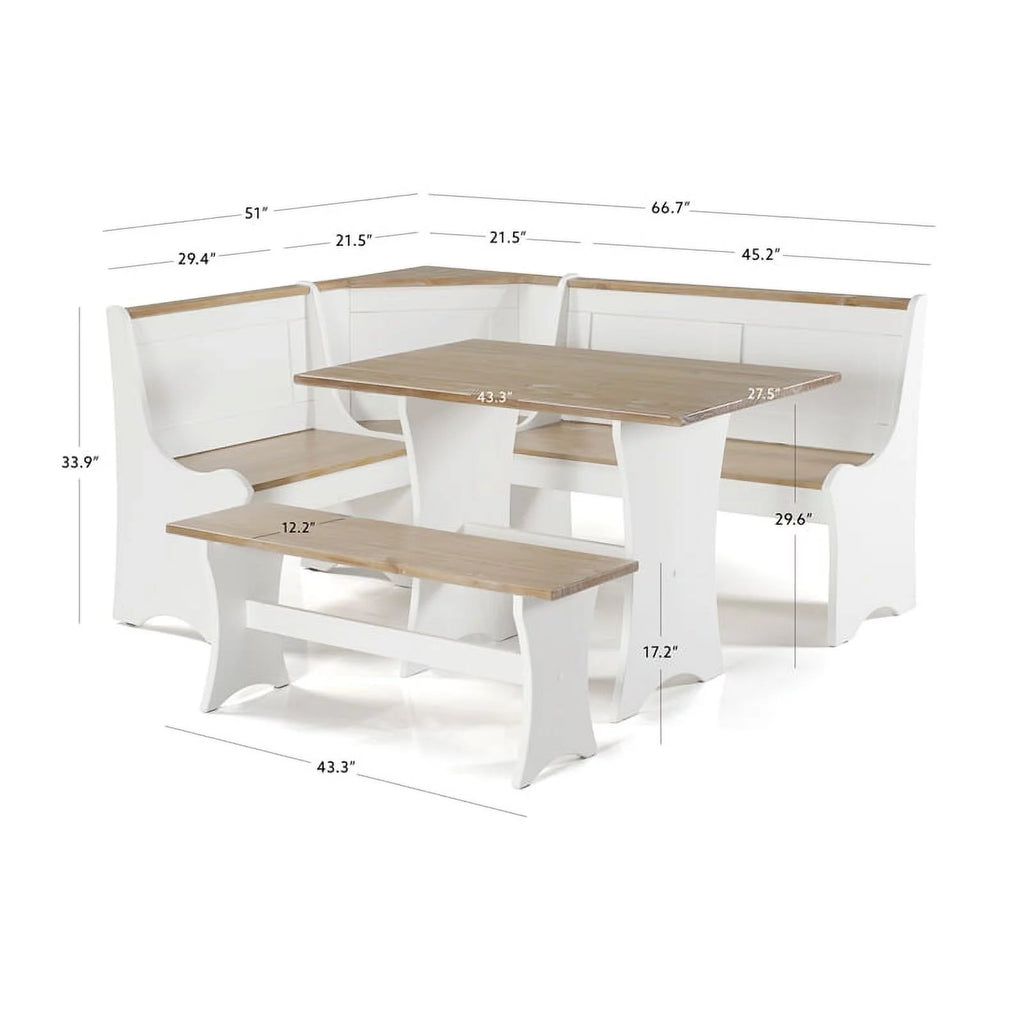 Antique White Dining Nook Set O476438