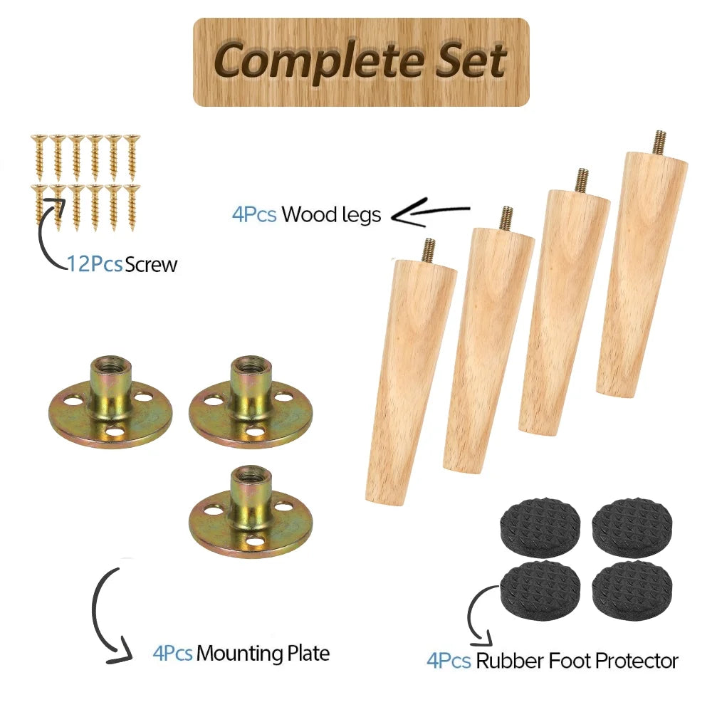 4PCS Wooden Furniture Legs Feet Replacement D8883