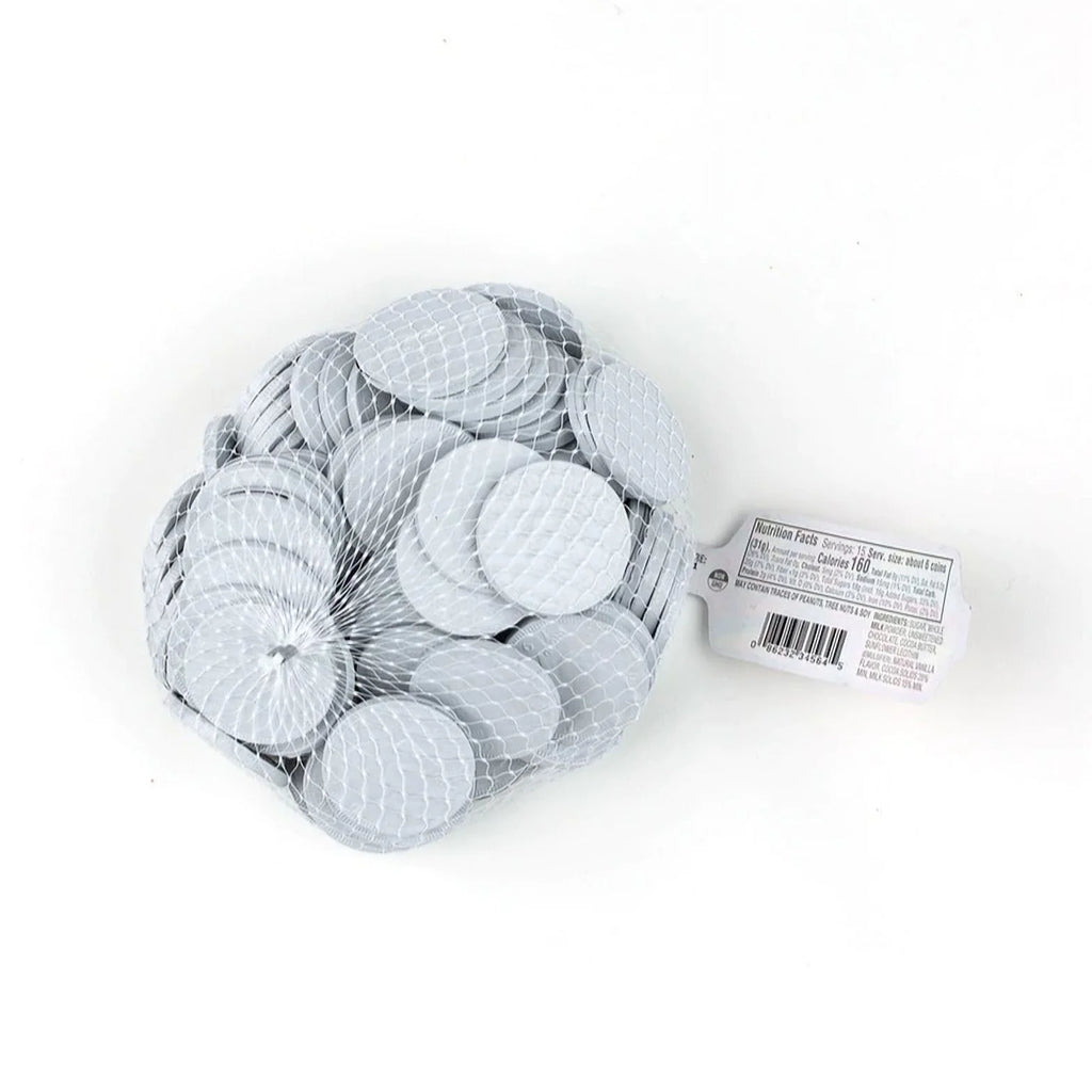White Foil Milk Chocolate Coins 1 lb. Bag J902
