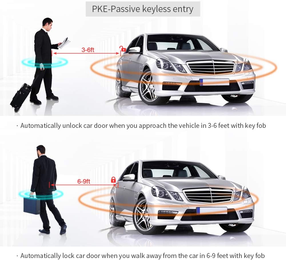 Smart Key PKE Car Alarm with Push Engine Start Button DC12V Q36622