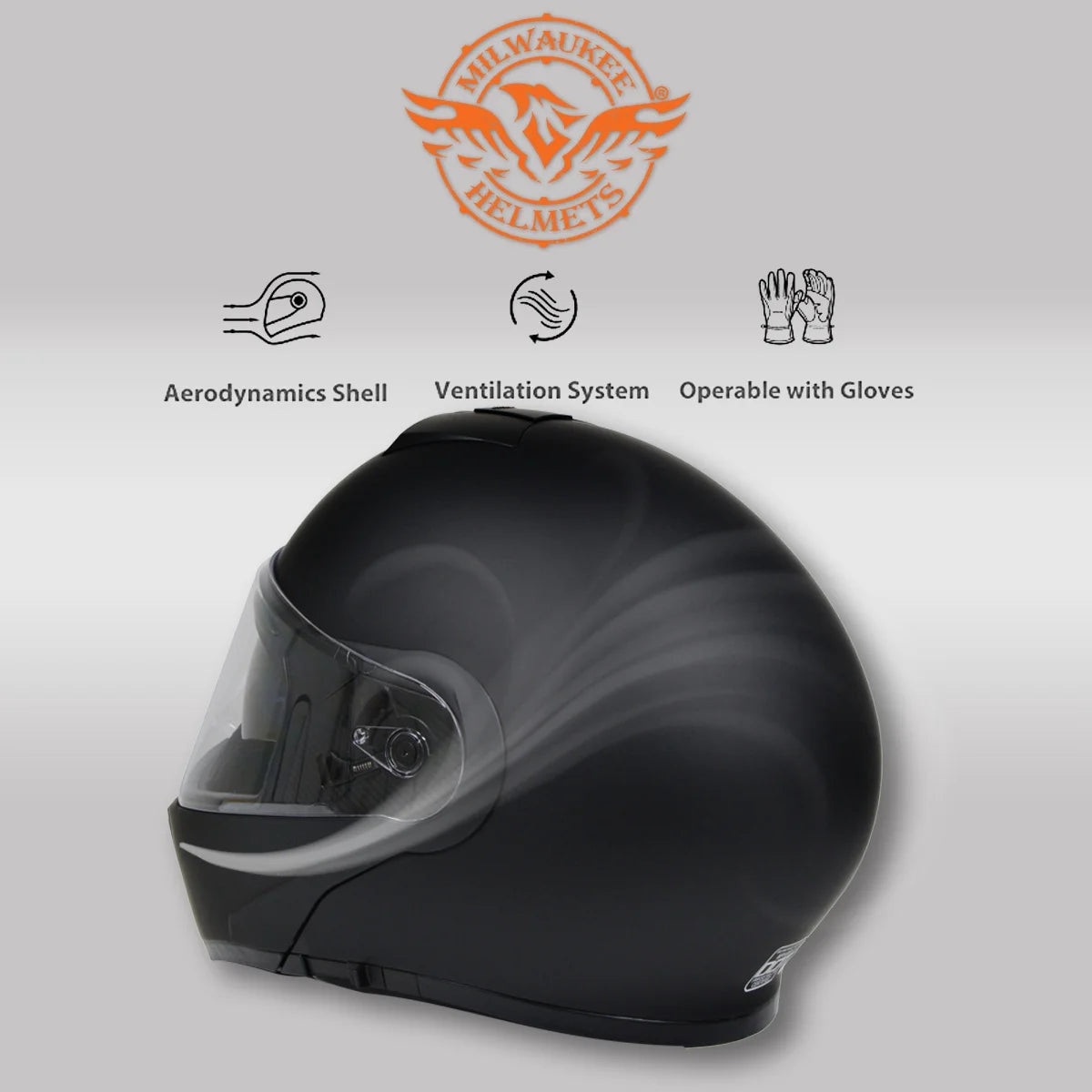 Flat Black Motorcycle Modular Helmet with Drop Down Visor T608282