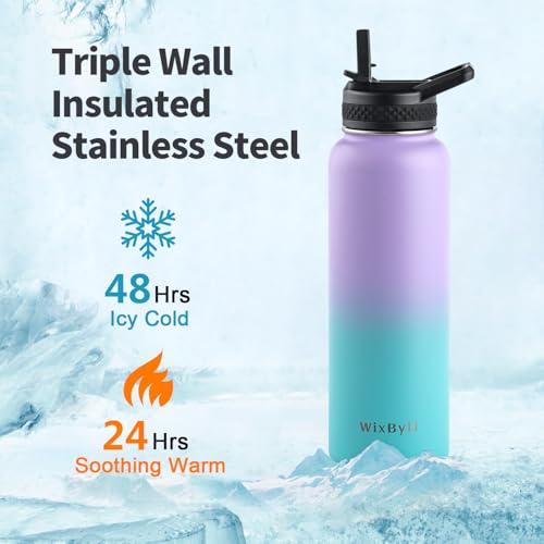 64 oz Insulated Stainless Steel Water Bottle with Straw H453438